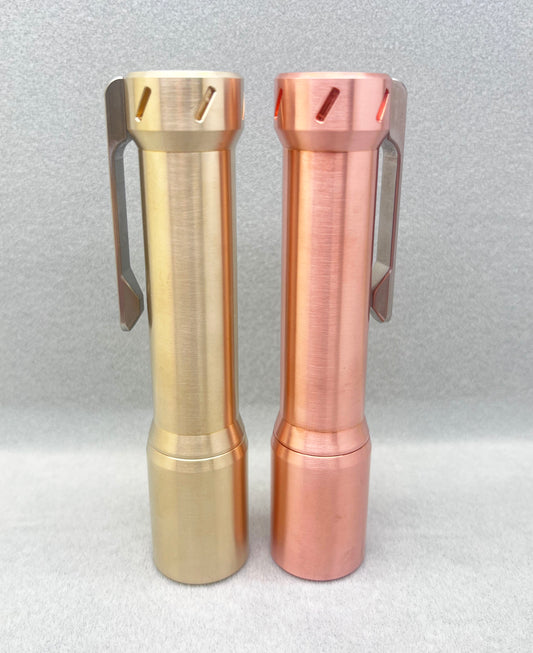Glow Arrow Brass/Copper 18650JM Flashlight  NiChia 519A 4000K/ 5000K/ XPL 6500K LED With Type-C Battery