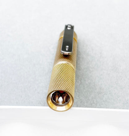 Edoluc Knurly 10440/AAA Brass Flashlight with Titanium Clip