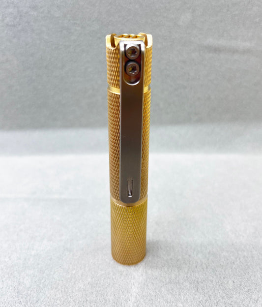 Edoluc Knurly 10440/AAA Brass Flashlight with Titanium Clip